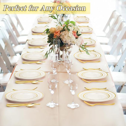 BESTSTAR 200PCS Clear Gold Plastic Plates Set | 100 10.25 inch Dinner Plates - Image 7