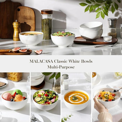 MALACASA 26 Oz White Ceramic Soup Bowls of 4, Cereal Bowls - Image 5