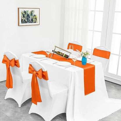 10-Pack Orange Satin Table Runner 12 x 108 Inch Long Bright and Smooth Silk - Image 5