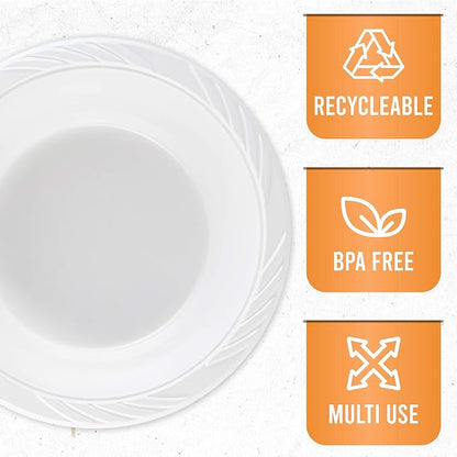 200 Count Disposable 18 ounce White Plastic Soup Bowls - Image 6