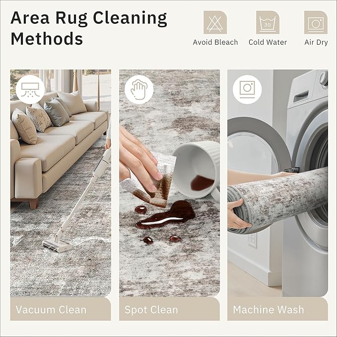 Soalmost 10x14 Area Rugs for Living Room, Non Slip Machine Washable Vintage Rugs - Image 9