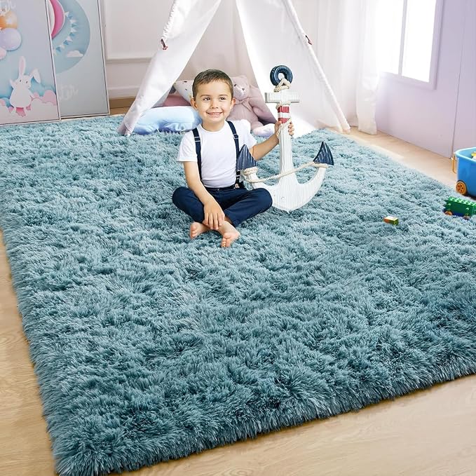 YJ.GWL Area Rugs for Living Room Bedroom, 8x10 Machine Washable Large Teal - Image 9
