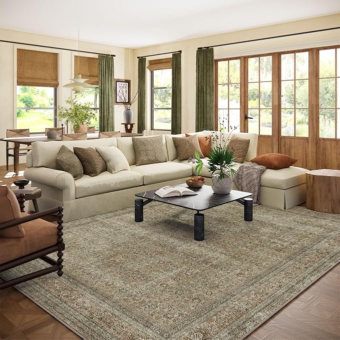 Washable Area Rugs for Living Room: 8x10 Bedroom Rug Boho Vintage Rugs Stain by palohom