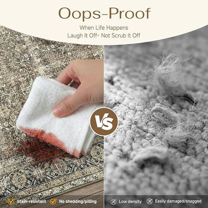 PureCozy 2x3 Washable Entryway Rug Brown Vintage Non Slip Door Mat Soft Low - Image 5