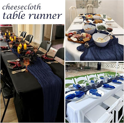 12 Pack Navy Blue Cheesecloth Table Runner 17 x 108 Inch Gauze Table Runner - Image 7