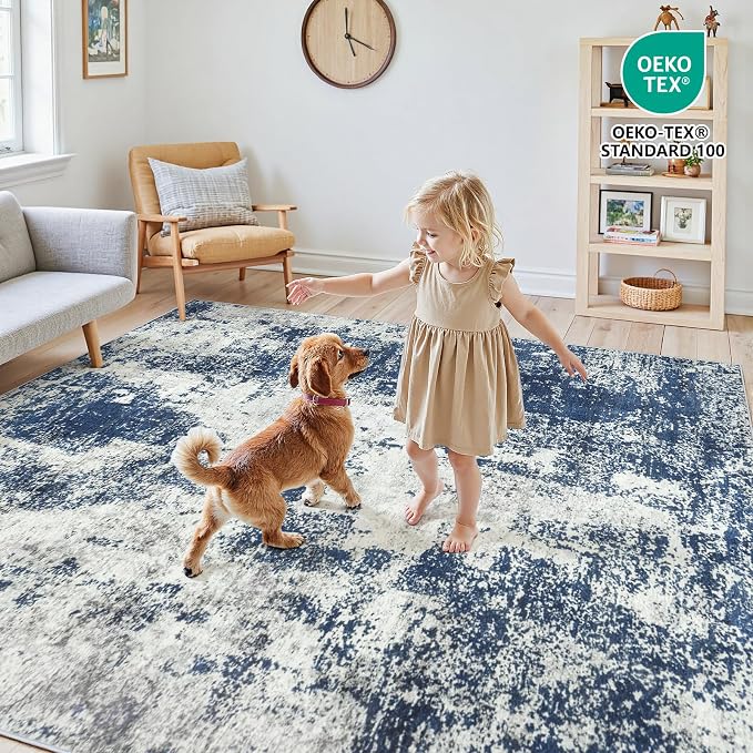 Area Rugs 10x14 Living Room: Large Soft Washable Rug Modern Abstract Anti-Skid - Image 5