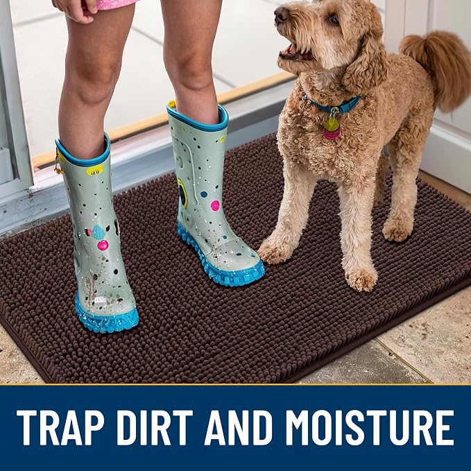 Smiry Dog Door Mat for Muddy Paws 59x32, Absorbent Dirt Trapper, Non-Slip - Image 3