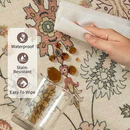 Rugxara Floral Rug for Living Room Bedroom, 5x7 Washable Rug, Vintage Boho Area - Image 8