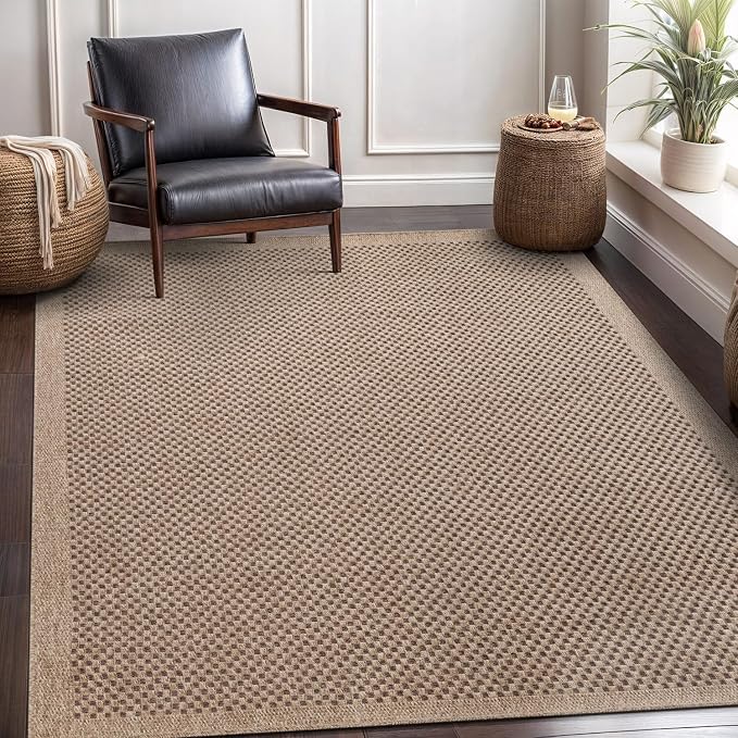 CAMILSON Easy Jute Rug 5x7, Indoor Outdoor Natural Color Fiber Area Rugs - Image 6