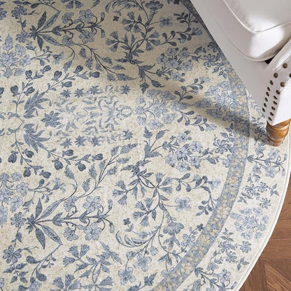 jinchan Zenith Round Rug 8ft Area Rug Soft 8'Round Vintage Floral Rug Non-Slip - Image 9