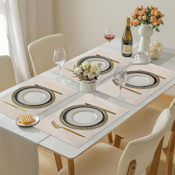 Vinyl Placemats Set of 6, PVC Woven Washable Non-Slip Table Mats, Heat - Image 7