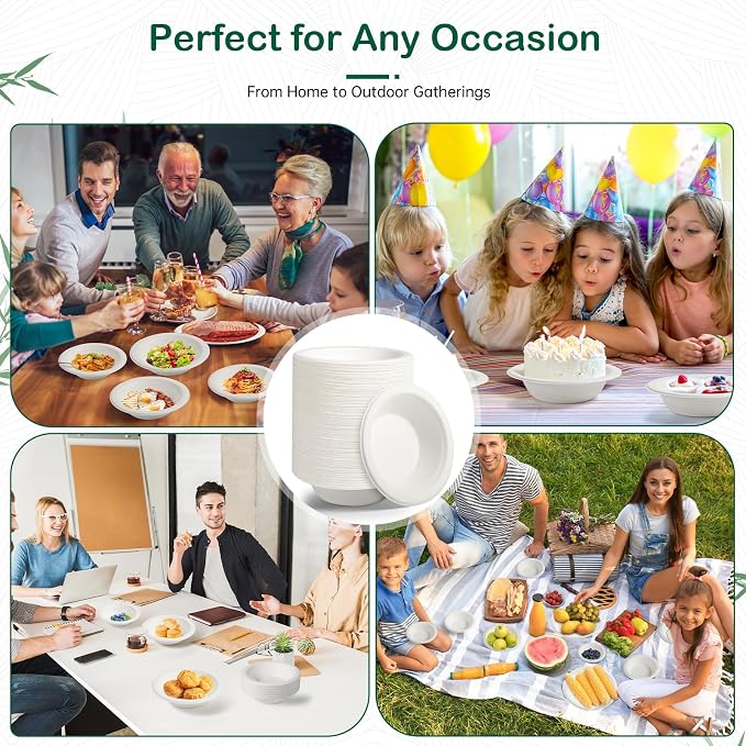 12 oz 128-Pack Compostable Soup Bowls, Disposable Paper Bowls - Image 6