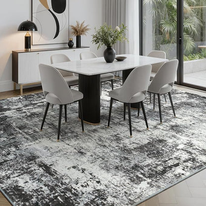 8x10 Area Rugs for Living Room, Abstract Neutral Washable Bedroom Rug, Modern - Image 8