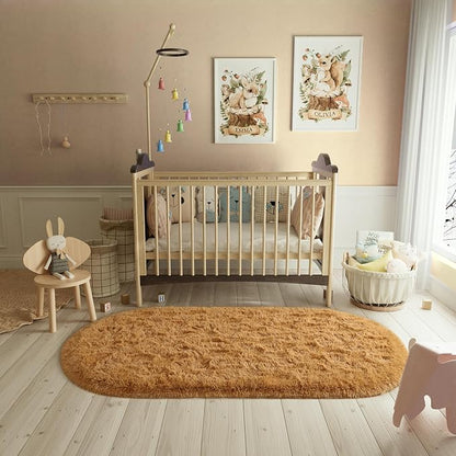 LOCHAS Bedroom Rug 2.6' x 5.3', Khaki Fluffy Shaggy Area Rug - Image 5