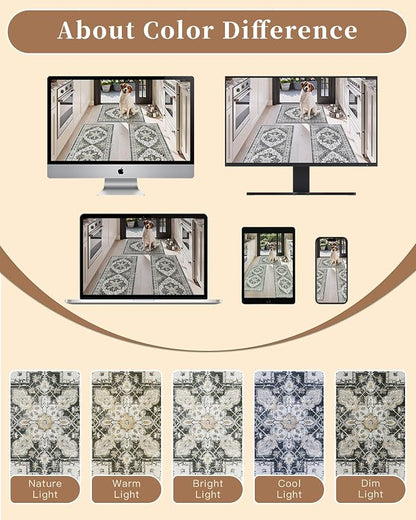 Madane 2-Piece Kitchen Runner Rug Set, Small Area Rug Non-Slip Vintage Door Mat - Image 9