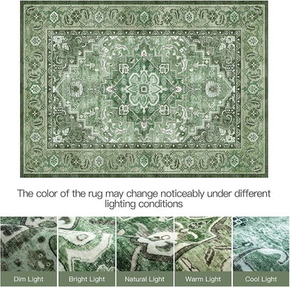 Lofus 8x10 Washable Rugs Non-Slip, Vintage Floral Area Rug - Image 6