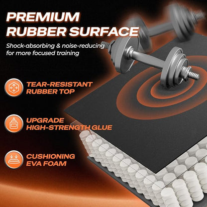 SUPERJARE 0.56'' Thick 36 Pcs 144 Sq Ft Rubber Top Exercise Equipment Mats - Image 5