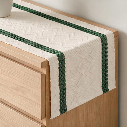 Artoid Mode Forest Green Stripe Woven Rustic Table Runner 12x36 Inch | Holiday by ArtoidMode