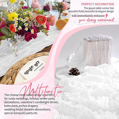 30 Pack Cheesecloth Table Runner 10FT White Table Runner Boho Gauze Cheese - Image 6
