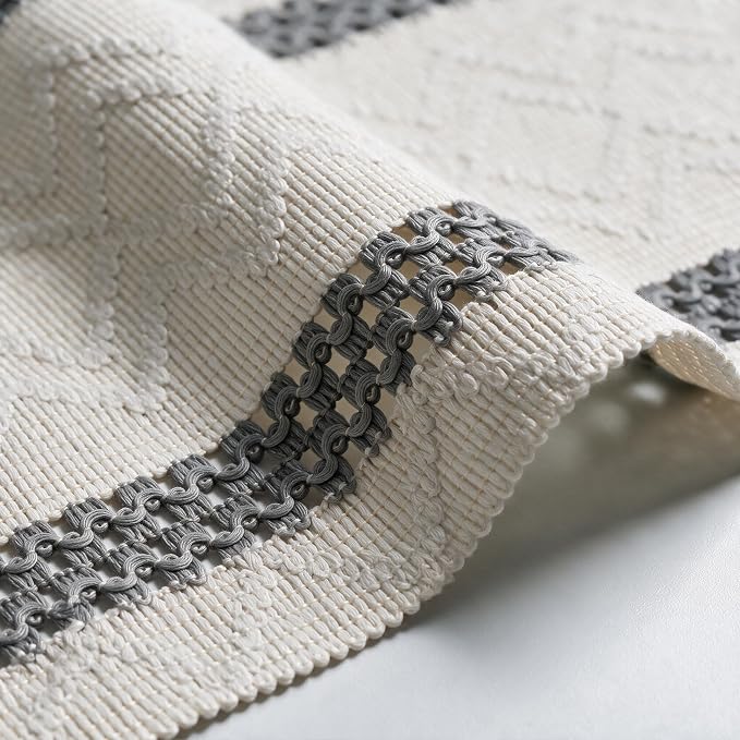 Artoid Mode Dark Grey Stripe Woven Rustic Table Runner 12x36 Inch | Holiday - Image 6