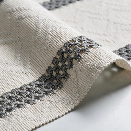 Artoid Mode Dark Grey Stripe Woven Rustic Table Runner 12x36 Inch | Holiday - Image 6