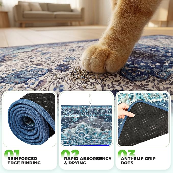 Hompet Cat Litter Mat 2 Pack, 72x72 Large Machine Washable Trapping Mats - Image 5