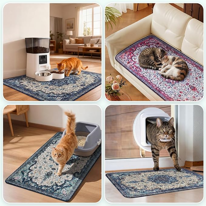 Hompet Cat Litter Mat 2 Pack, 48x72 Large Machine Washable Trapping Mats - Image 4