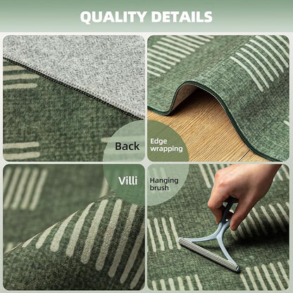 Washable Rugs 8x10 Area Rugs for Living Room, Ultra Soft Faux Wool Retro Carpets - Image 4