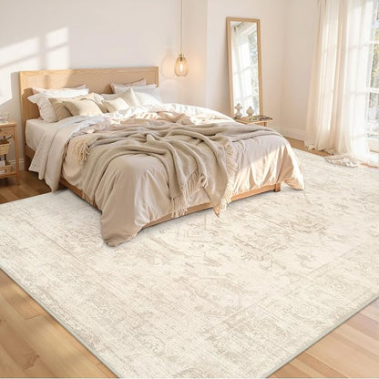 Area Rugs 9x12 Living Room: Vintage Boho Neutral Washable Rug Indoor Soft Large - Image 2