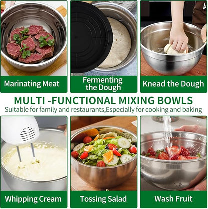 WEPSEN Mixing Bowls Set, Large Nesting Bowls 7, Measuring Cups and Spoons - Image 6