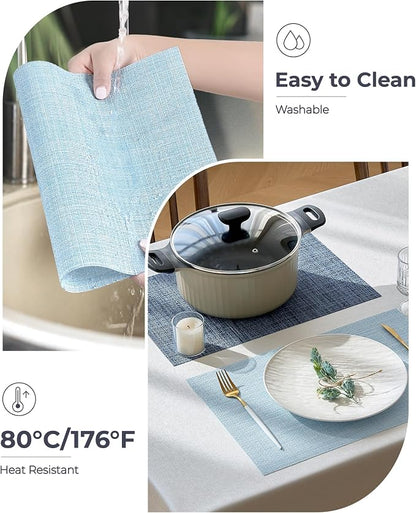 Leetaltree Soft Sky Blue Woven Placemats Set of 4 - Image 5