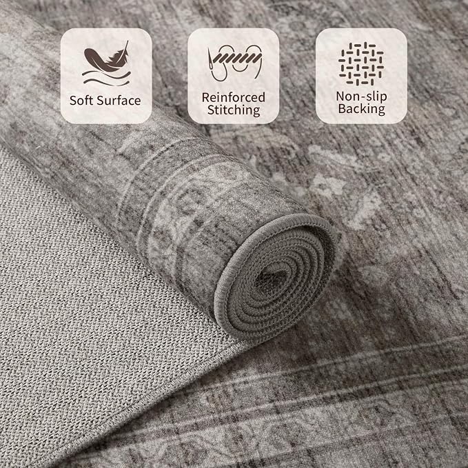 Rugxara Area Rugs 5x7 for Living Room Bedroom, Vintage Retro Boho Rug, Non Slip - Image 4