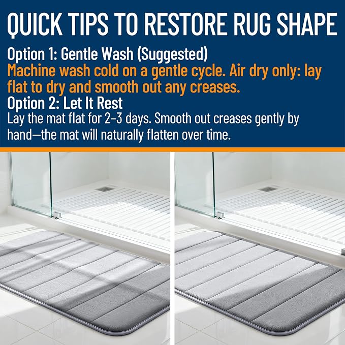 OLANLY Memory Foam Bath Mat 40x24, Super Soft Absorbent Bathroom Rugs, Quick Dry - Image 3