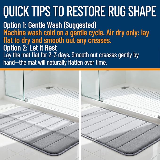 OLANLY Memory Foam Long Bathroom Rugs Runner 44x20, Super Soft Absorbent Bath - Image 3