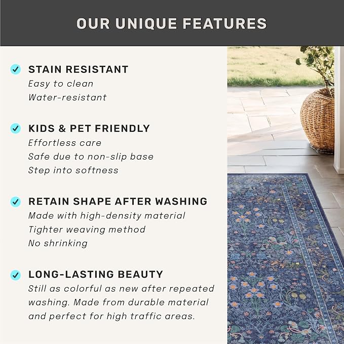 Dark Blue Boho 3x20 Extra Long Runner Rug - Image 5