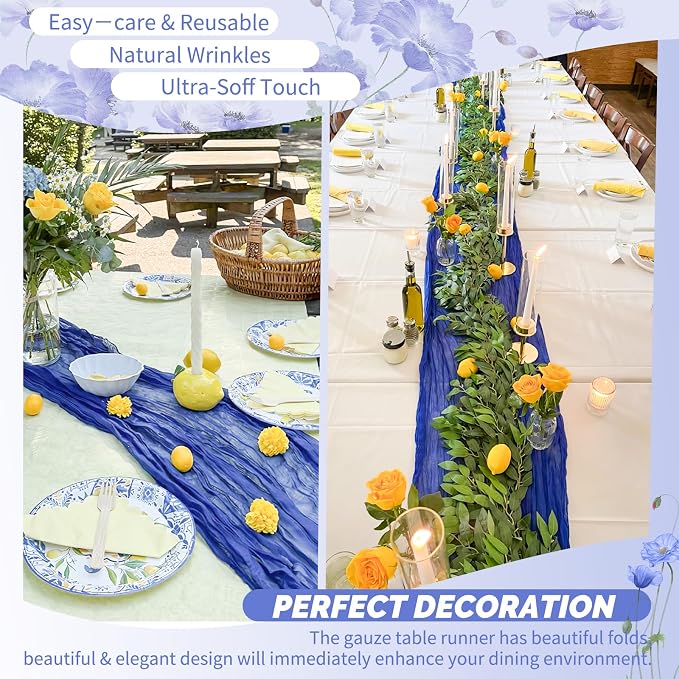 Showgeous 30 Pack Royal Blue Cheesecloth Table Runner, 17 x 108 Inches | Boho - Image 6
