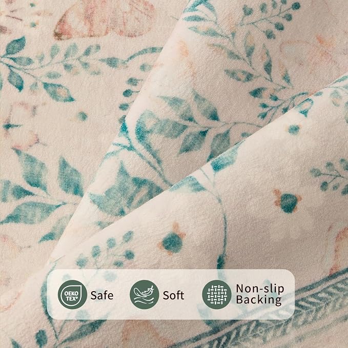 Rugxara 8x10 Pink Rugs for Bedroom Girls, Floral Washable Rug, Boho Area Rug - Image 9