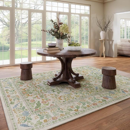 Washable Area Rugs for Living Room: 9x12 Bedroom Rug Boho Vintage Stain - Image 7