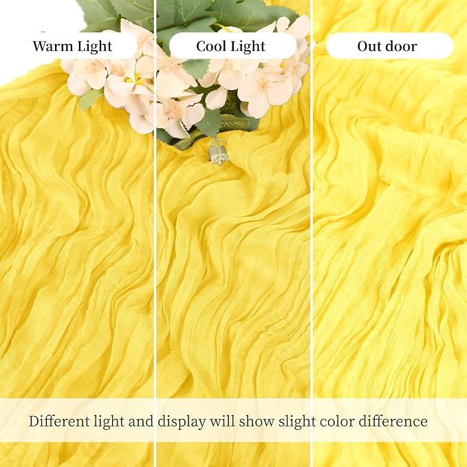 3 Pack Lemon Yellow Cheesecloth Table Runner, 17 x 108 Inch, Gauze Cheese Cloth - Image 6