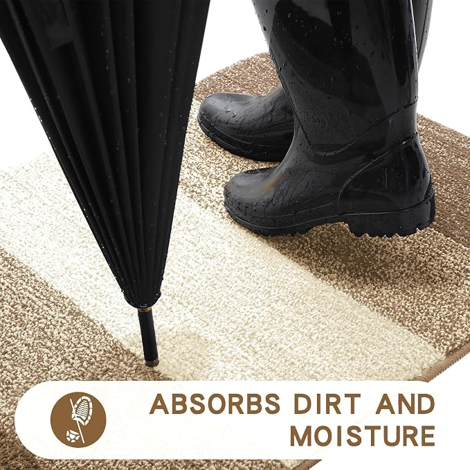 Kitinjoy Indoor Outdoor Door Mat, 30x17 Non-Slip Absorbent Dirt Trapper - Image 2