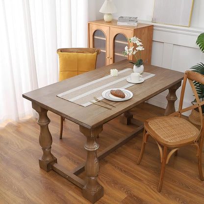 Gernaice 2PCS Boho Table Runner, Rustic Cotton Linen Farmhouse Table Runners - Image 2