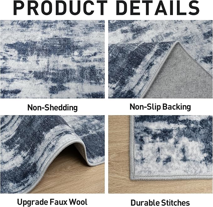 4x6 Area Rugs Washable Rug: Modern Abstract Living Room Rug Soft Anti-Skid Thin - Image 5