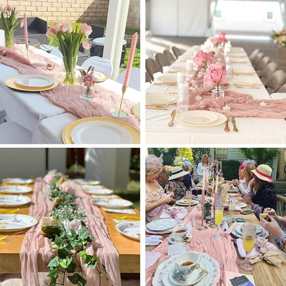 3 Pack Dusty Pink Cheesecloth Table Runner 35x120inch, 10FT Spring Summer Gauze - Image 9