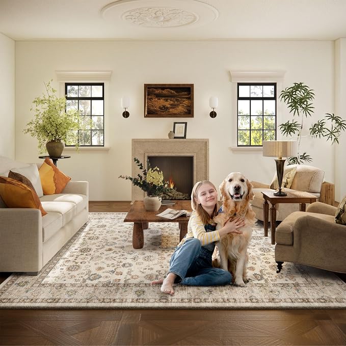 Washable Area Rugs for Living Room: 9x12 Bedroom Rug Boho Vintage Area Rug - Image 6