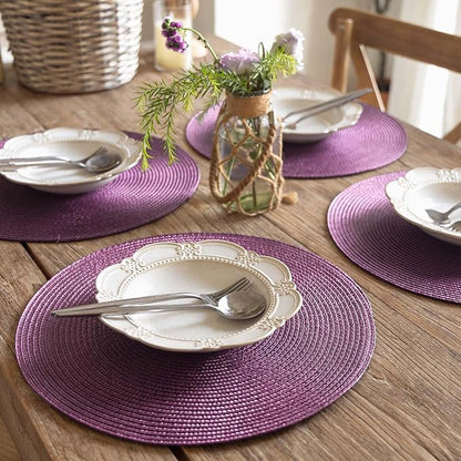 FunWheat Round Braided Placemats Set of 6 Table Mats - Image 8