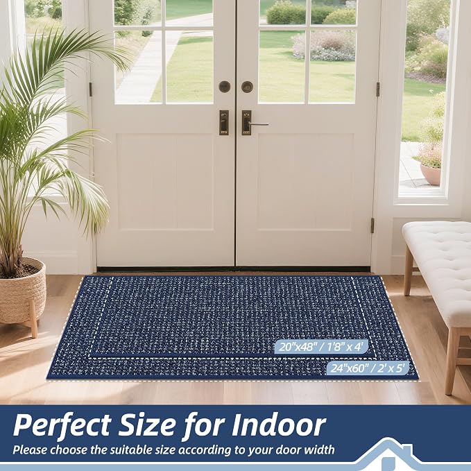 BEQHAUSE Dirt Trapper Door Mat 24" x 60", Non-Slip Washable Doormats Entrance - Image 2