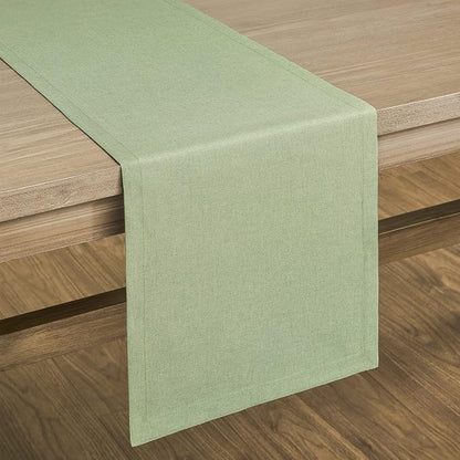 Basic Linen Style Table Runner, 14x72 Inch Sage Green | Mitered Corner Design - Image 7