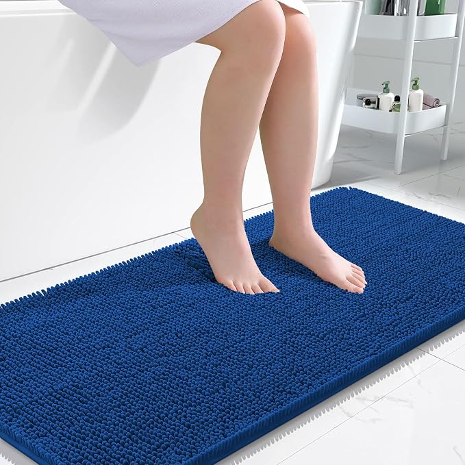 OLANLY Large Bathroom Rugs 50x30, Soft Absorbent Chenille Bath Rugs, Rubber by OLANLY
