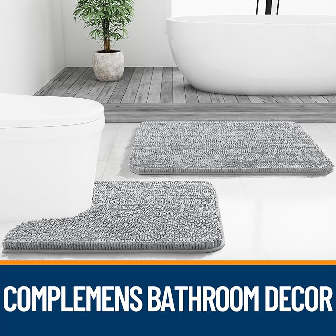 OLANLY Bathroom Rugs 30x20, Extra Soft Absorbent Chenille Bath Rugs, Rubber - Image 7