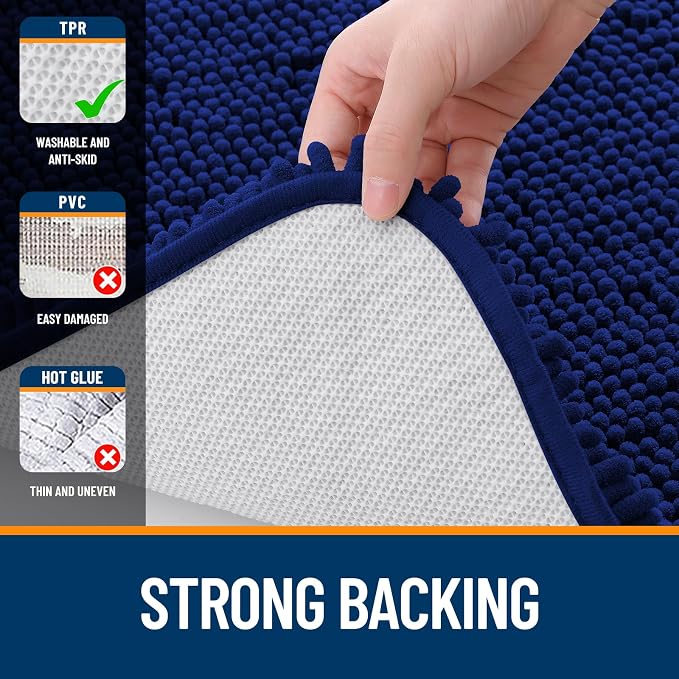 OLANLY Bathroom Rugs 32x20, Extra Soft Absorbent Chenille Bath Rugs, Rubber - Image 5